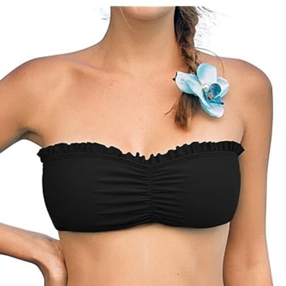Old Navy Black Bandeau Ruffle Bikini Top NWOT - Picture 1 of 6